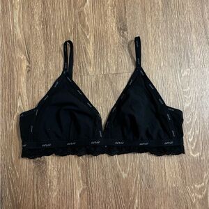Aerie Black Lace Trim Triangle Bralette